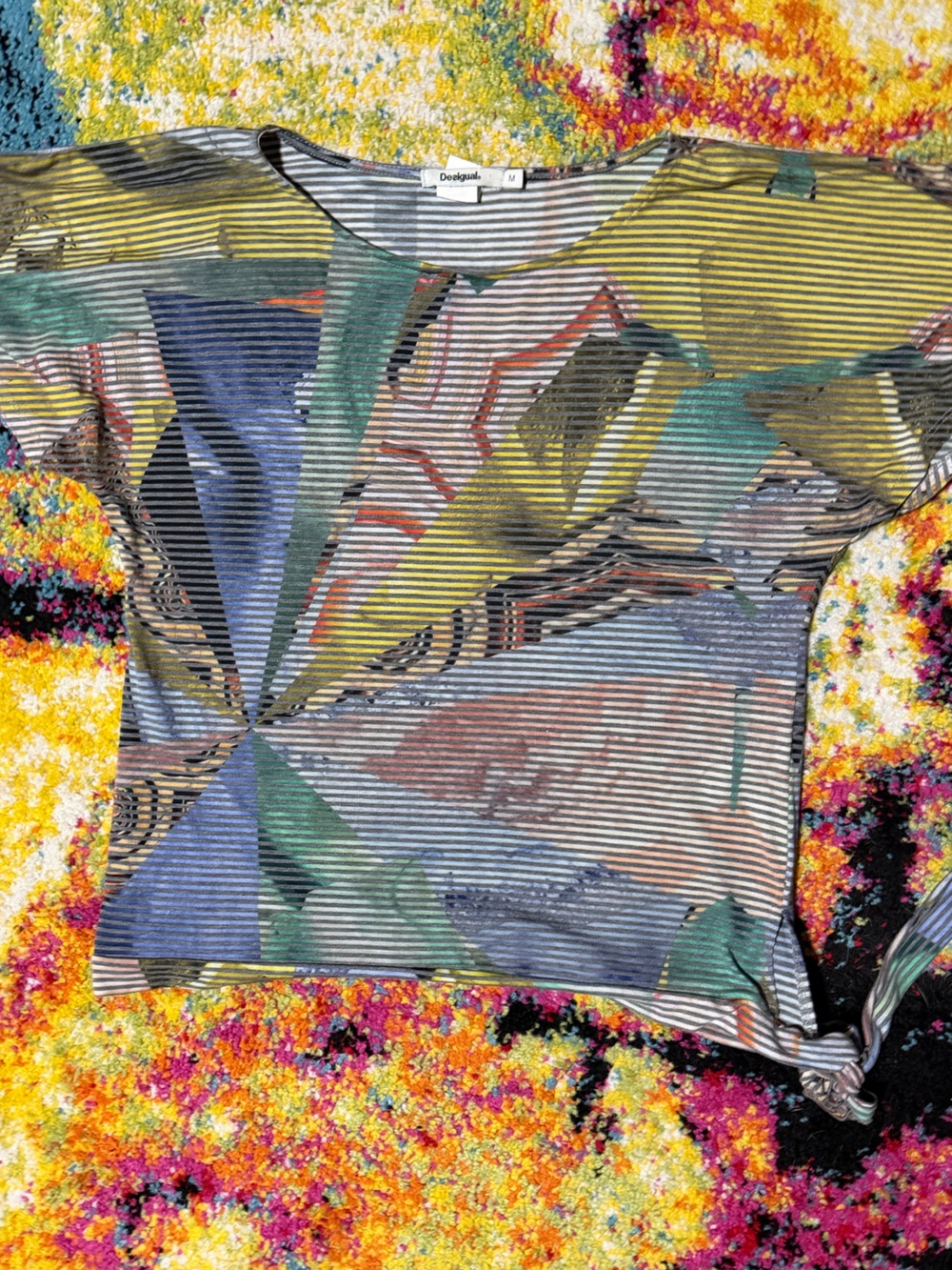 Desigual Multicolor Striped Abstract Wristlet Clutch